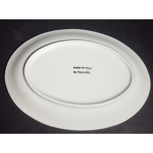 Easter Bunny Rabbit oval serving dish plate Blue Gingham Italian tableware - Picture 4 of 10